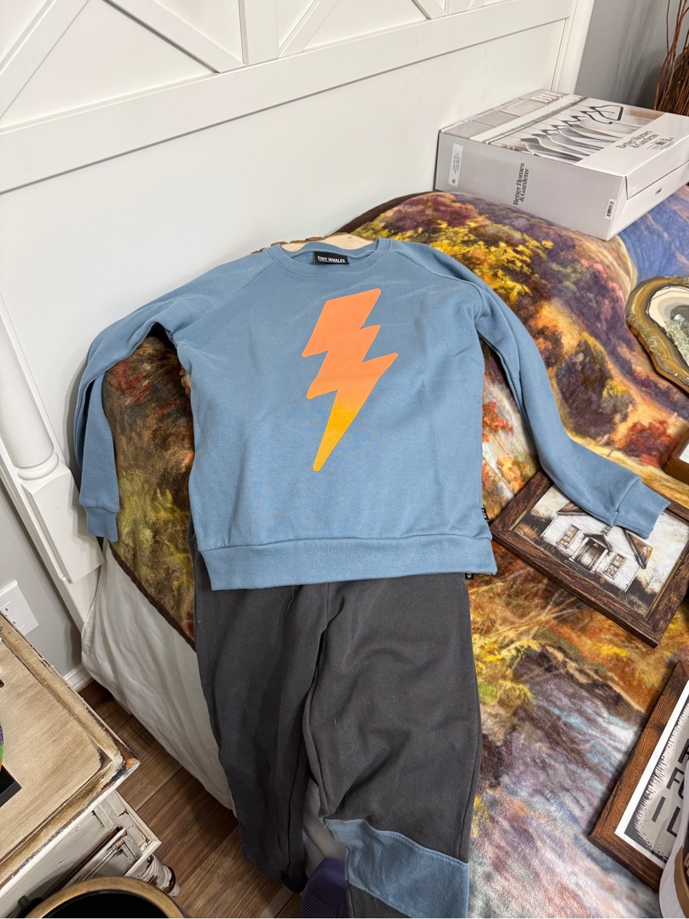 Boys Blue Tiny Whales Lightning Graphic Crewneck Sweatshirt